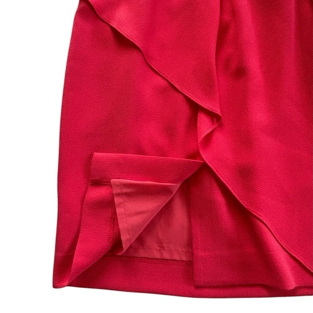 Rickie Freeman Terri Jon size 8 Cap Sleeve Asymmetric Peplum Cocktail Dress Pink